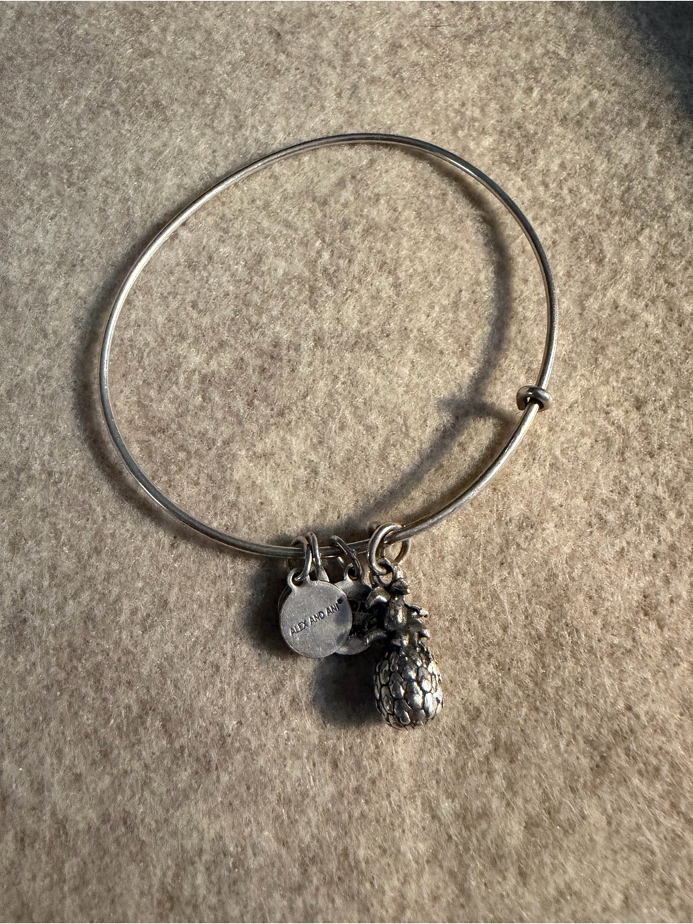 Alex and Ani Silver Pineapple Charm Bangle